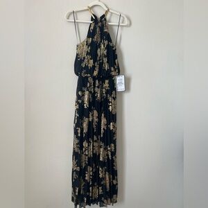 Black and Gold halter top maxi dress